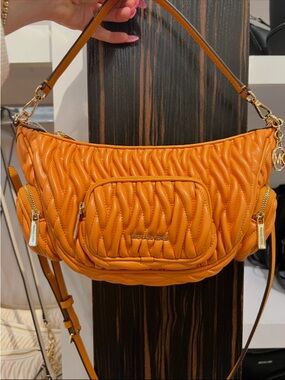 Michael Kors Quilted Pumpkin Orange Shoulder Bag